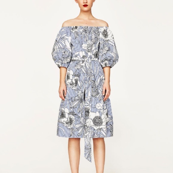 zara striped floral dress